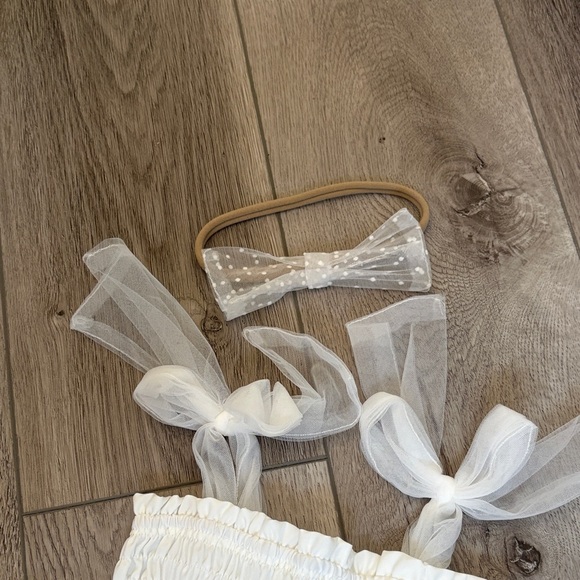 White Tulle Baby Dress with Headband - Picture 2 of 7